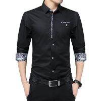 【Hot Sale】embellishembellish5XL ขนาดบวก2022ใหม่ LuxuryMen เสื้อไม่รีดผ้าเสื้อแขนยาวเปิดลง CollarShirt MensClothes