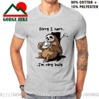 Sloth Printed Male T-Shirts Sorry I CanT IM Very Busy T Shirt Men Plus Size S-5Xl Short Sleeve Harajuku Tops Cartoon Tee Shirt