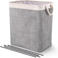 Laundry Basket Freestanding Laundry Hampers with Support Rods Easy Carry Handles Fabric Dirty Baskets for Clothes Storage