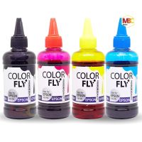 Vo หมึกสี -- หมึกเติม Epson ชุด 4 สี (ดำ,แดง,เหลือง,น้ำเงิน) Color Fly แท้ #ตลับสี  #หมึกปริ้นเตอร์  #หมึกสีเครื่องปริ้น