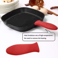 2Pcs Slip Handle Holder Silicon Pot Pan Handle Cover Heat Wrap Anti-slip Soft Pot Sleeve Cover Grip Kitchen Accessories Durable