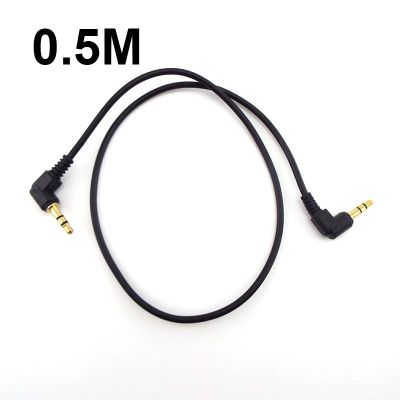 ；【‘； 0.5M 1M Audio Cable 3.5Mm Male To Male 90 Degree Angle Car AUX Speaker Stereo MP4 MP5 Audio Line Cord PVC