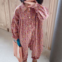 2021 New Spring Autumn Long Sleeve Floral Loose Bodysuit Korean Style Overalls Girl Clothes Kid Clothes Infant Clothes Rompers