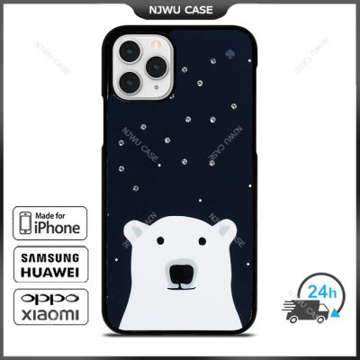 KateSpade 0101 Sparkle Pollar Bear Phone Case for iPhone 14 Pro Max / iPhone 13 Pro Max / iPhone 12 Pro Max / XS Max / Samsung Galaxy Note 10 Plus / S22 Ultra / S21 Plus Anti-fall Protective Case Cover