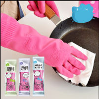 1Pairs Rubber Latex Gloves kitty Clean Long Gloves Winter Work Safety Gloves Woman Clean Tool Waterproof Dishwashing Household