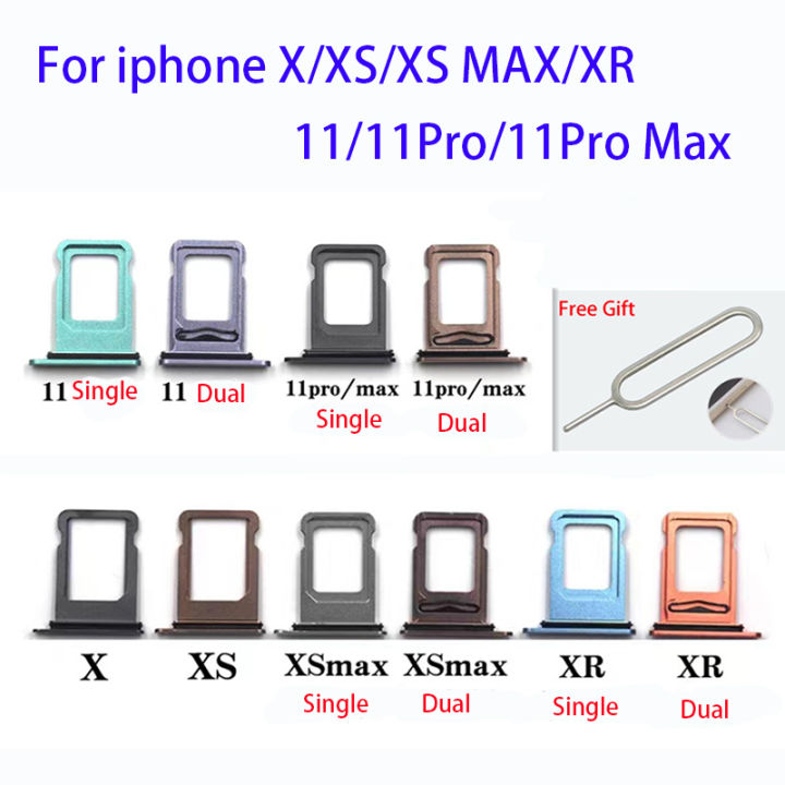 ถาดซิมการ์ดแบบคู่/เดี่ยวสำหรับ Iphone 11/ 11pro /11pro สูงสุด/X/xs/xs Max/xr ที่ใส่ถาดใส่ซิมซิมการ์ดกระเป๋าเก็บบัตรตัวอ่านช่อง SD อะไหล่อะแดปเตอร์
