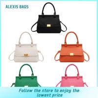 ALEXIS กระเป๋ากระเป๋าสะพายไหล่สีทึบหนังพียูสี่เหลี่ยม Crossbody แบบพกพาผู้หญิงหญิงสาวกระเป๋าสะพาย