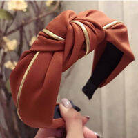 สีชมพู Knot Hairband สำหรับผู้ใหญ่อุปกรณ์เสริมผม Handmade Solid Headband ทองตกแต่งสุภาพสตรี Party Head Band ผม Hoop