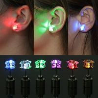 1 Pair Light Up LED Bling Ear Stud Rings Korean of Flash Zircon Rings Accessories for Party Women Christmas Rings Glow Stick