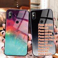 เคสกระจกสำหรับ Xiaomi RTY Poco C40 Poco M4 Pro Poco X4 Poco Pro Poco M5 Poco X3 NFC Poco M3 Pro Poco X3 GT เคสกระจกเทมเปอร์กันชนอวกาศหรูหราป้องกันเคสโทรศัพท์ฝาหลังแบบบาง