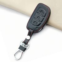 ❃❒♠ Fashion Men 100 Leather Car Key Case Cover FOR HYUNDAI TUCSON IX35 SOLARIS i25 i30 MISTRA ACCENT Protective Shell