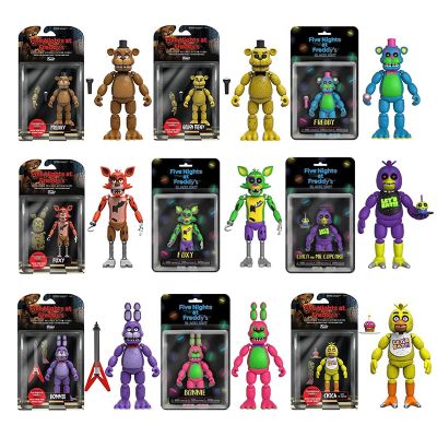 ZZOOI 15cm FNAF Figures Blacklight Bonnie Foxy Chica FREDDY FROSTBE Action Figure PVC Collection Doll Movable Golden Freddy Model Toys