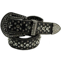 High quality Bling Rhinestone Belts for Women UnFader Fashion Cowgirl Western Studded Belts for Jeans Pants Black