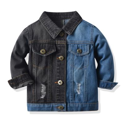 top and top Spring Autumn New Fashion Baby Denim Jacket Color Matching Cloth Holed Toddler Coat Casual Boys Girls Jeans Coats