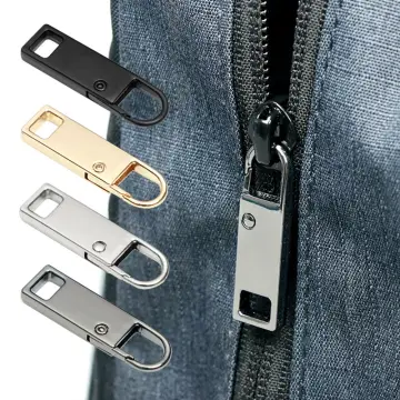 5Pcs Leather Metal Zipper Tag Zip Head Fixer Zip Sliders DIY