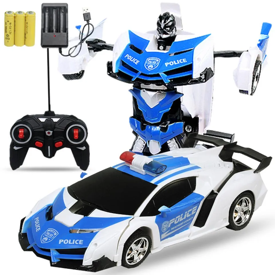  YZBHHWW RC Remote Control Car 1:18 Deformed Remote Control Car  Children's Toy Car 360°Rotating, One-Button Deformation, Car Robots Can Be  Switched at Will Cool Light Music Boy and Girl Toy Car 