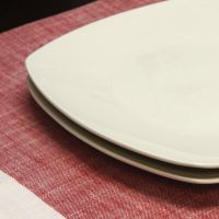 Zen Buffetware Ceramic Soft Square Dinner Plate Set In White, 8 Piece