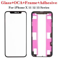 1set Front Screen Outer Glass OCA Frame Bezel With Adhesive Tape For iPhone X XS XR Max 11 12 13 Pro Max Mini LCD External Lens