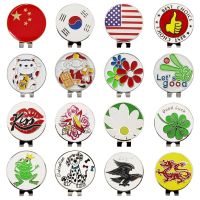 1.18" Golf Ball Mark w Magnetic Golf Hat Clip 30mm Korean American Chinese Flag Kiss Flower Eagle Dragon Golf Marker Drop Ship Towels