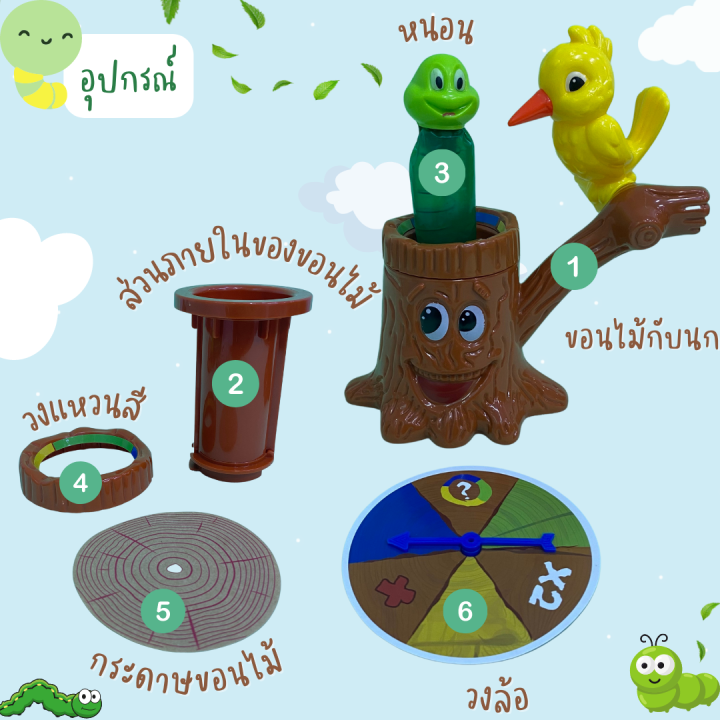 doctor-woodpecker-family-game-เกมนกหัวขวานเจาะไม้-boardgame-เกมจับหนอน-birdgame-เกมหนอน-เกมครอบครัว-เกมปาร์ตี้-เกมเสริมทักษะ-ของเล่นเสริมพัฒนาการ