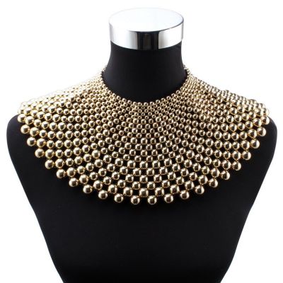Big Chunky Ball Perlen Maxi Choker Kragen Anhänger Halskette Für Frauen Florate Marke Handgemachte Kette Metall Erklärung Perle Halskette