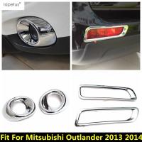 “{》} อุปกรณ์เสริมโครเมียม ABS สำหรับ Mitsubishi Outlander 2013 2014ด้านหน้ามีหมอกด้านหลังไฟตัดหมอกตกแต่งไฟแหวนแต่งขอบชุดตะแกรง