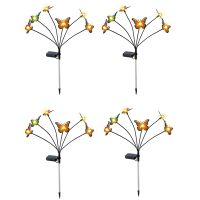 4PCS Solar Garden Lights Solar Swaying Light, 6LED Sway By Wind, Outdoor Lights for Yard Patio Decoration Warm White