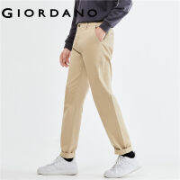 GIORDANO Men Pants Mid Rise Rubber Badge 100% Cotton Khakis Multi-Pocket Solid Color Simple Fashion Casual Chinos 18113627