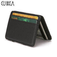 CUIKCA New Solid Uni Magic Wallet Slim Purse Magic Money Clips Short PU Mini Leather Wallet Business ID Credit Card Cases