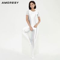 AMORESY Electra Series Colorful Half-Sleeved Shiny Silky Elastic Bottoming Tight Sexy T-Shirt