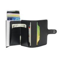 Theft Protect Coin Bag Zipper Men Wallets With Pocket ID Blocking Mini Slim Wallet Automatic Pop Up Credit Card Coin Purse