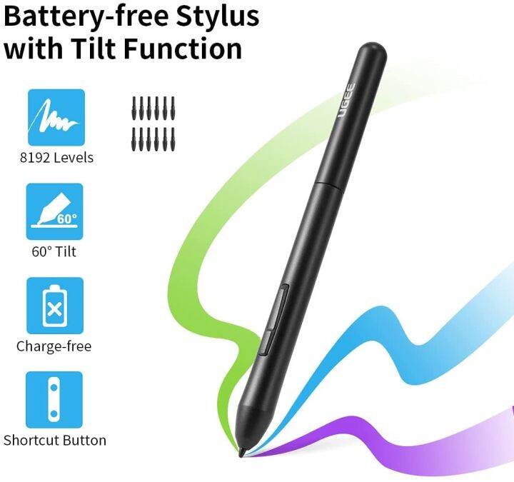 yf-ugee-s1060-graphics-digital-drawing-tablet-with-passive-stylus-8192-levels-pressure-12-express-keys-for-online-teaching