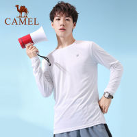 Camel เสื้อยืดแขนยาวผู้ชาย,เสื้อยืดกีฬาแห้งเร็วระบายอากาศได้ดีลำลอง