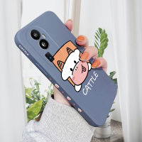 เคสโทรศัพท์สำหรับ OPPO Reno10 Pro + 5G เคสโทรศัพท์ดีไซน์ลายการ์ตูนวัวมีความสุขลวดลายขอบสี่เหลี่ยมปลอกซิลิโคนน้ำคลุมทั้งหมดเคสป้องกันกล้อง