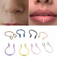 U Shaped Fake Septum Nose Hoop Rings Stainless Steel Faux Lip Ear Non Piercing Clip On Nose Hoop Rings Body Piercing