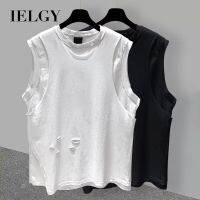 IELGY เสื้อยืดผู้ชายเสื้อกั๊กแขนกุดแฟชั่นฤดูร้อนแบรนด์ไฮสตรีทสปอร์ตสไตล์เกาหลี