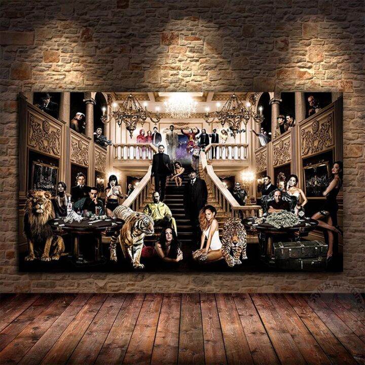 Gangster Movie Characters Party Canvas Painting Horror Film Scarface gangster-movie-characters-party-canvas-painting-horror-film-scarface