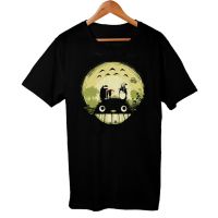 เสื้อยืด Forest Dream Totoro Studio Ghibli Inspired บุรุษและสตรี Unisex สีดำ