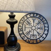 Nordic Style Iron Viking Norse Mythology Symbols Wall Hanging Decoration Creative Metal Round Wall Shelf Home Decoration