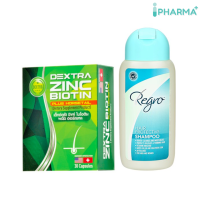 Biotin Zinc DEXTRA หญ้าหางม้า 30 แคปซูล + Regro Hair Protective Shampoo  [IIPP]