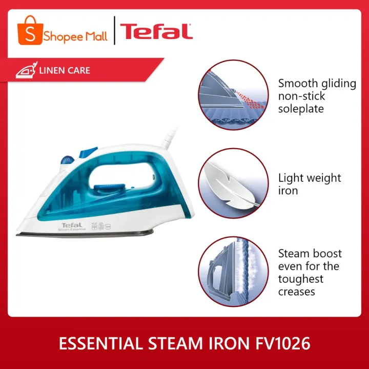 TEFAL Essential Steam Iron FV1026 Nonstick Soleplate W/ 10G/Min Steam