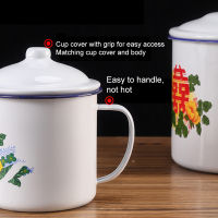 Nostalgic Chinese Enamel Cup with Lid Creative Instant Noodle Bowl Large Capacity Literary Tea Mug Gift 75011003000ML LAD3