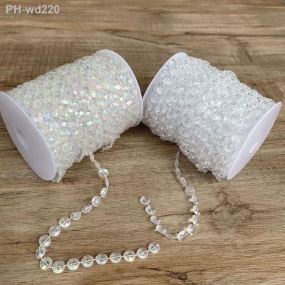 10mm 10/30m Iridescent Octagonal Acrylic Beads Strand Line Chain Wedding Party Diamond Crystal Garland Decors Rhinestone Curtain