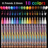 【CW】6/24 Colors Acrylic Metallic Marker Pens Extra Fine Point Paint Pen Art Permanent Markers Painting for Cards Signature Lettering