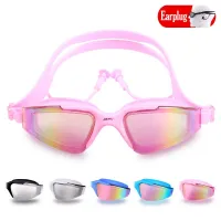 -1.5 To -6.0 Myopia Swimming Glasses Adults Anti-Fog HD Swim Eyewear Diopter Diving Water Sport Goggles with Earplugs Men Women Goggles