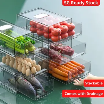 Fridge Organizer, Food Storage Container,6L 3Tiers Stackable