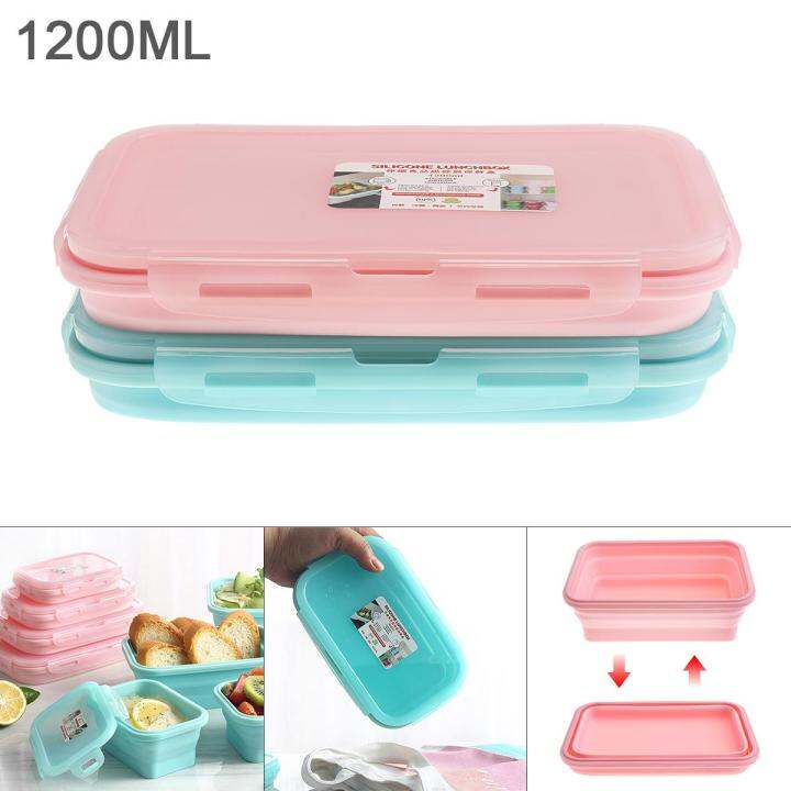 1200ml-8นิ้วแบบพกพาสี่เหลี่ยมผืนผ้าซิลิโคน-scalable-พับกล่องอาหารกลางวัน-bento-กล่องสำหรับ-40องศาเซนติเกรด-230องศาเซนติเกรด