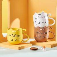 Cute Cat Mouthwash Cup Toothbrush Cup Home Travel Creative Cartoon Kitten Thickened Wash Cup Bathroom Cleaning Tumblers