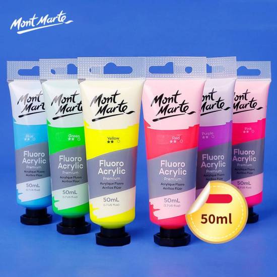 Mont marte 50ml màu huỳnh quang ánh kim màu acrylic màu sơn chống thấm - ảnh sản phẩm 1