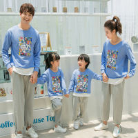 Family Matching Outfits Autumn Mum Daughter Dad Son Cartoon Sweatshirt Women Men Kids T-Shirts Pants Couple Matching Clothes